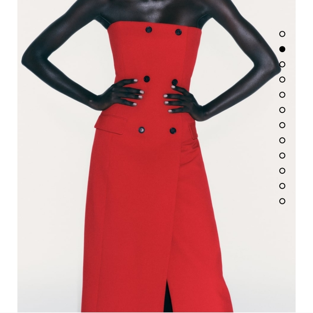 ZARA ZW COLLECTION STRAPLESS POCKET DRESS RED NWT SIZE LARGE